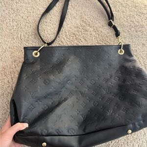 Louis Vuitton Black Shoulder Bag with Monogram Embossed Leather